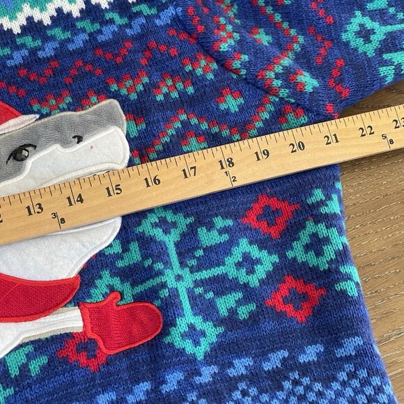 Blizzard Bay Christmas Sweater Mens Large Fair Isle Shark Ugly Sweater Party - Picture 9 of 11